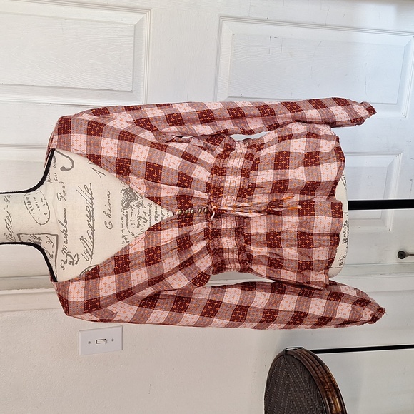 Anthropologie Pilcro Plaid Checkered Deep-V Women's Long Sleeve Blouse Women L - Picture 8 of 12